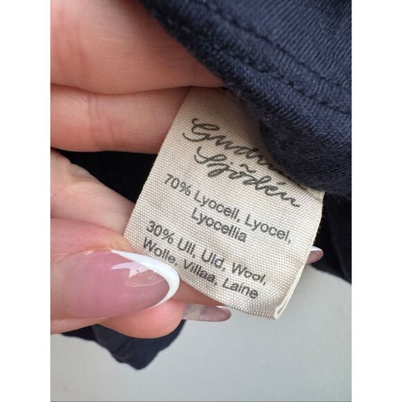 Gudrun Sjoden Wool Blend Long Sleeve Navy Blue Top Blouse Size XL Asymmetric - Picture 4 of 5